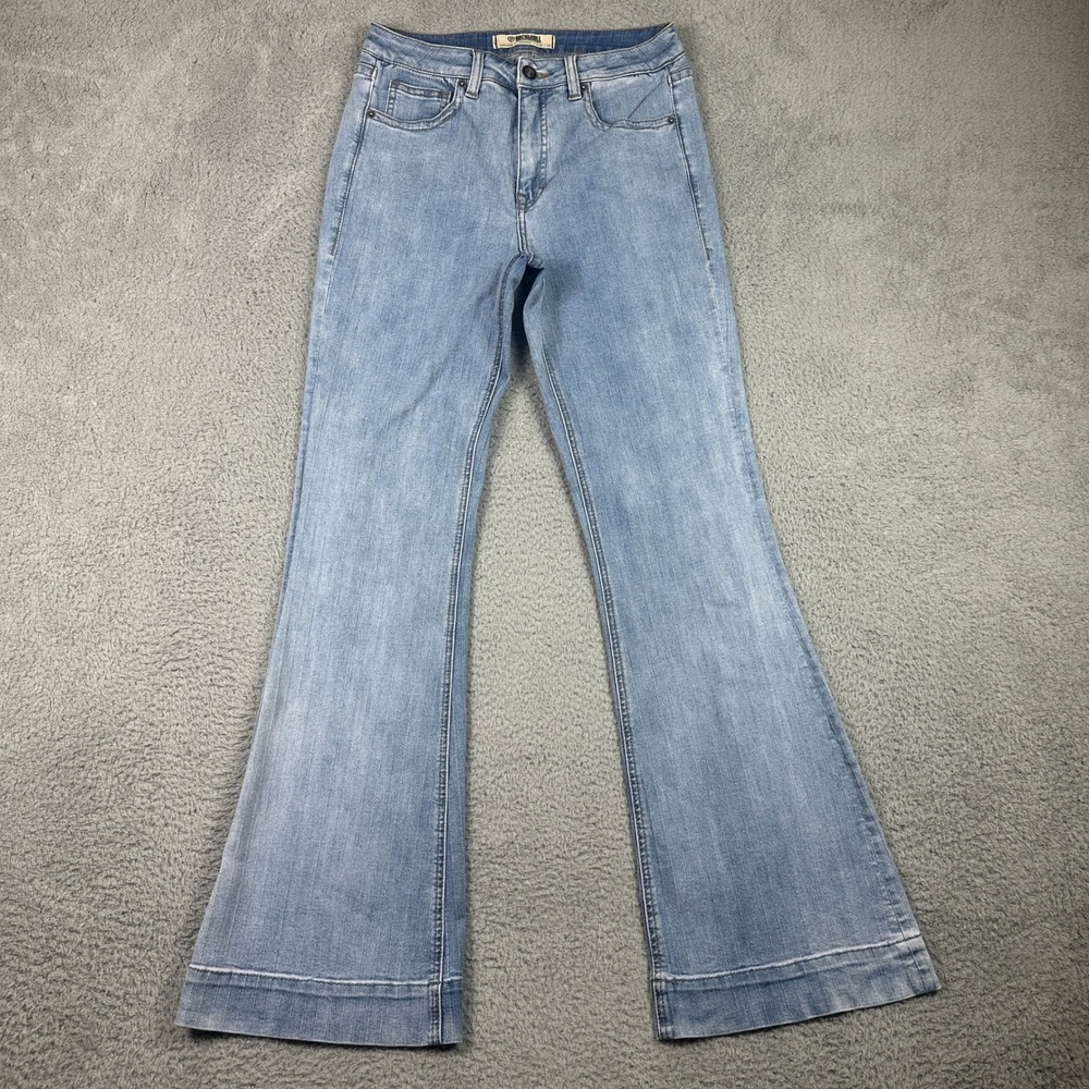 Rock & Roll Cowgirl Flare High Rise Trouser Jeans Womens 30x34 (Fits 28x32) Blue